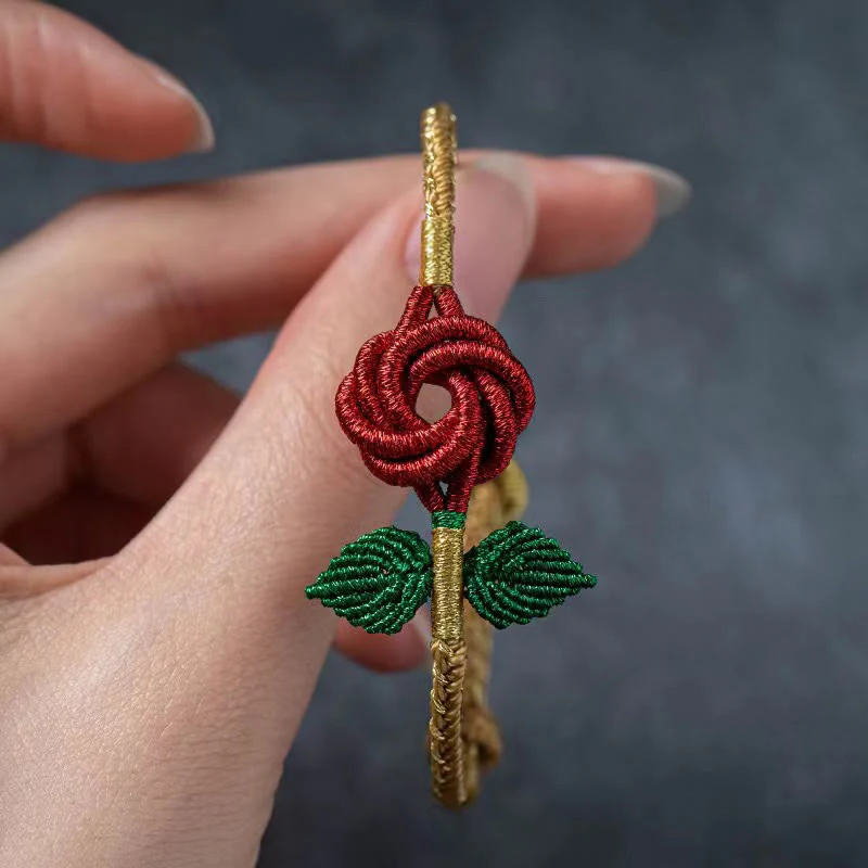 Braccialetto fatto a mano con nodo della pace , Buddha Stones, fiore di rosa, corda a otto fili, fortuna - Image 8