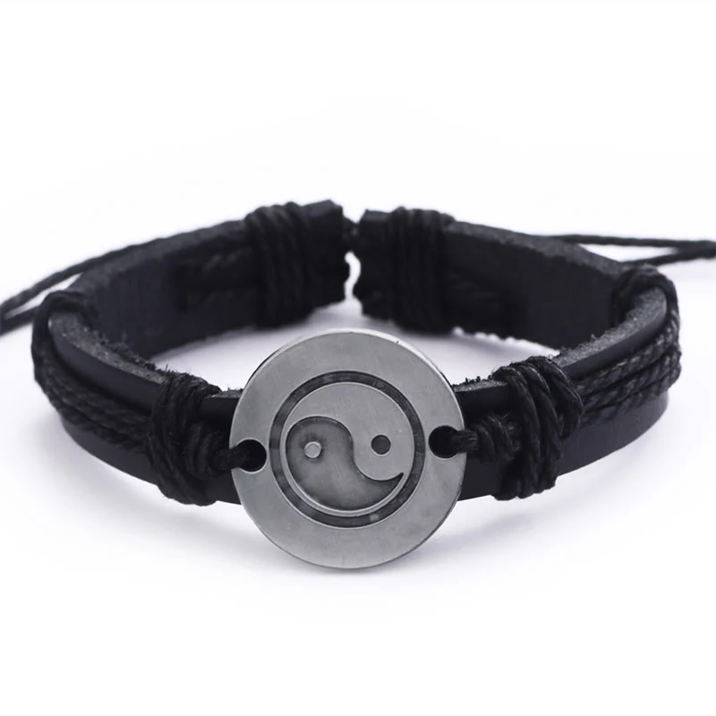 Braccialetto in corda armonia in pelle Yin Yang retrò Buddha Stones - Image 12