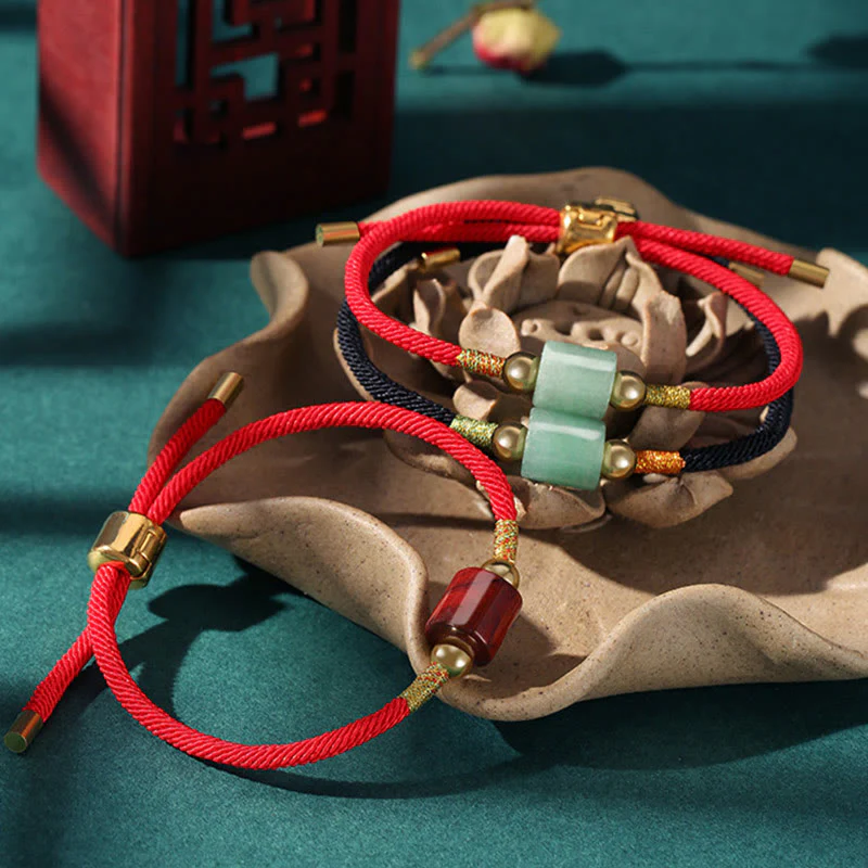 Braccialetto in corda intrecciata con protezione dalla fortuna in malachite, fatto a mano in Tibet, con Buddha Stones verde e pietra rossa - Image 15
