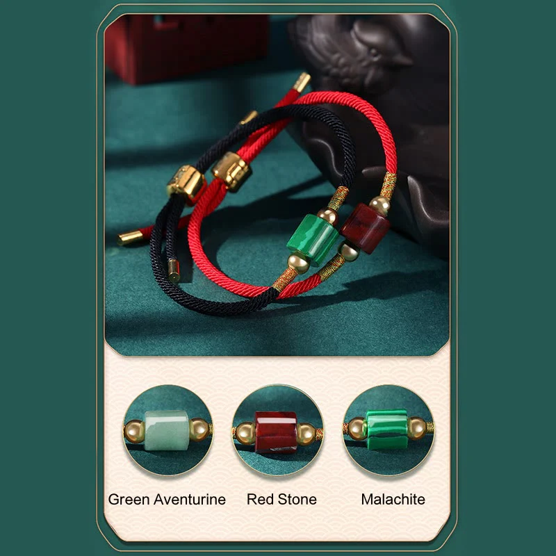 Braccialetto in corda intrecciata con protezione dalla fortuna in malachite, fatto a mano in Tibet, con Buddha Stones verde e pietra rossa - Image 19