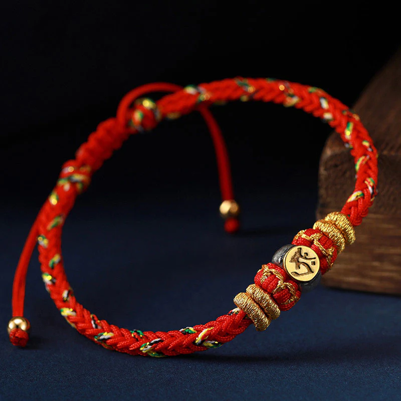 Braccialetto in corda intrecciata in argento con pietre Buddha Stones, zodiaco cinese, Buddha natale - Image 7