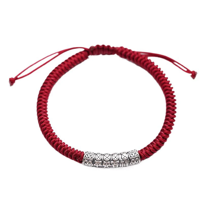 Braccialetto in corda portafortuna Om Mani Padme Hum in argento Sterling 999 fatto a mano con Buddha Stones - Image 15