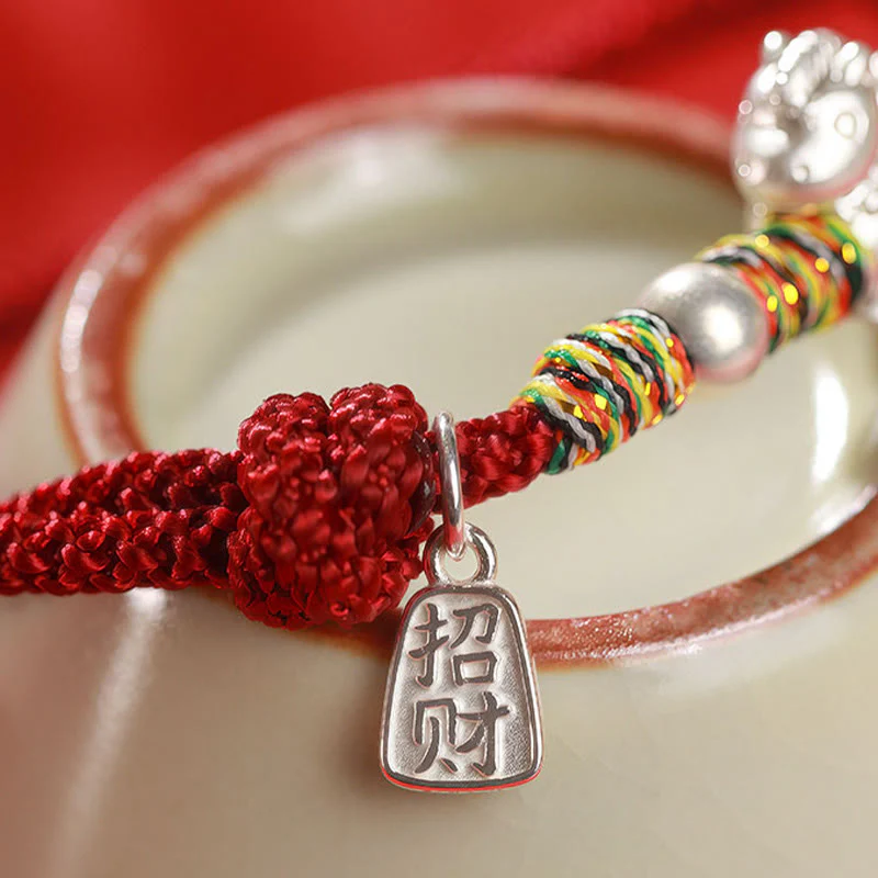 Braccialetto in corda realizzato a mano con Buddha Stones in argento sterling 999, anno del cavallo, libertà - Image 13