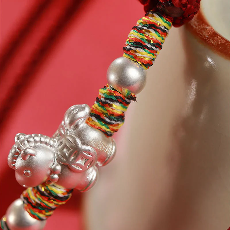 Braccialetto in corda realizzato a mano con Buddha Stones in argento sterling 999, anno del cavallo, libertà - Image 15
