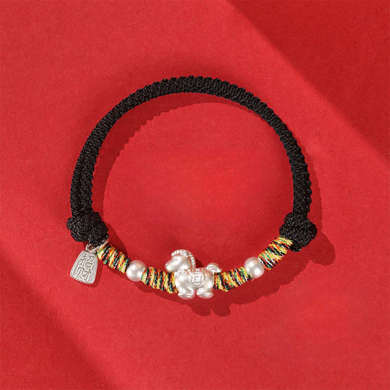 Braccialetto in corda realizzato a mano con Buddha Stones in argento sterling 999, anno del cavallo, libertà - Image 17