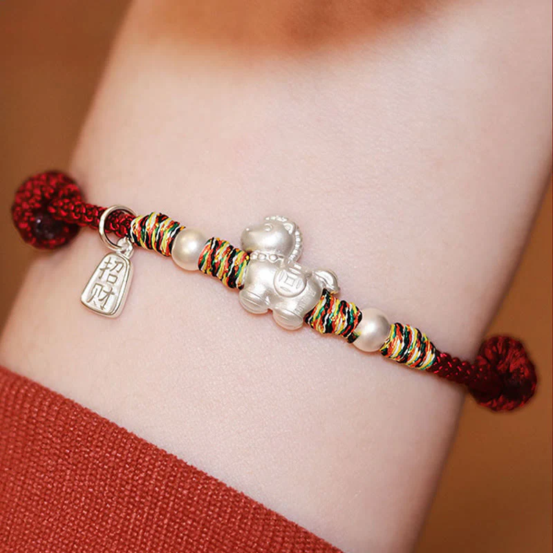 Braccialetto in corda realizzato a mano con Buddha Stones in argento sterling 999, anno del cavallo, libertà - Image 7