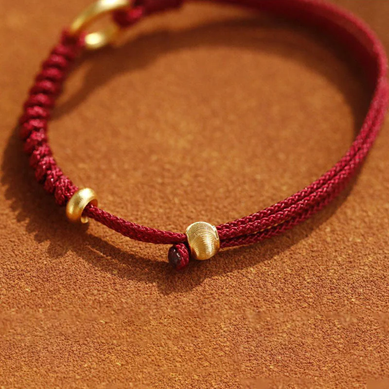 Braccialetto in corda rossa con fibbia della pace in lega Buddha Stones - Image 12