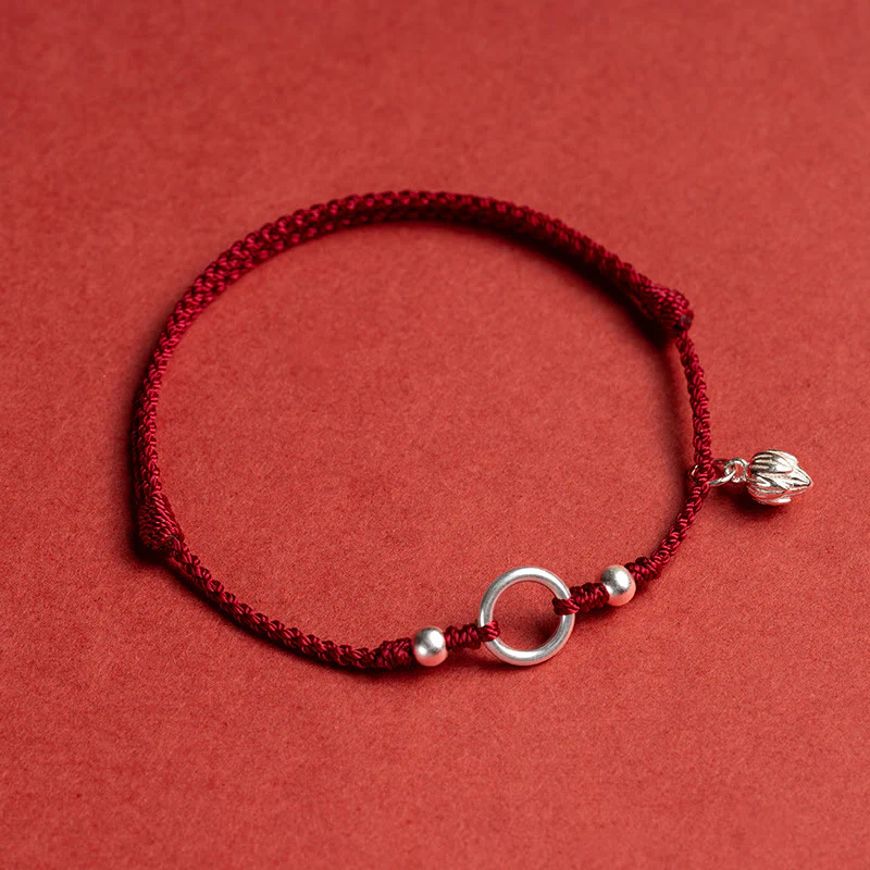 Braccialetto in corda rossa con fibbia in argento sterling 925 Buddha Stones Lucky Fortune Peace Joy Lotus Peace - Image 13