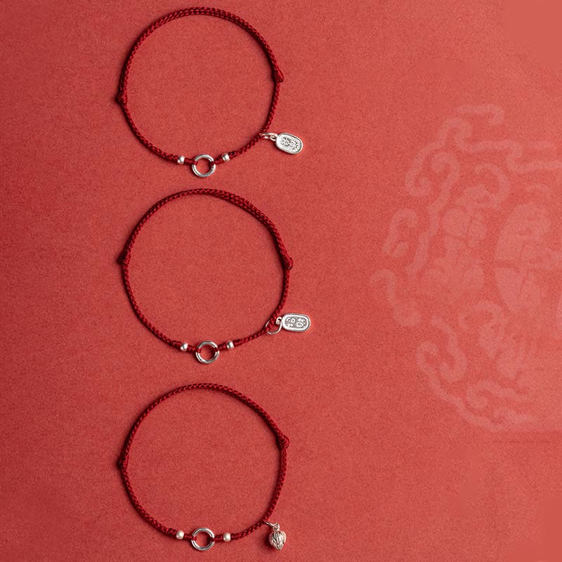 Braccialetto in corda rossa con fibbia in argento sterling 925 Buddha Stones Lucky Fortune Peace Joy Lotus Peace - Image 15