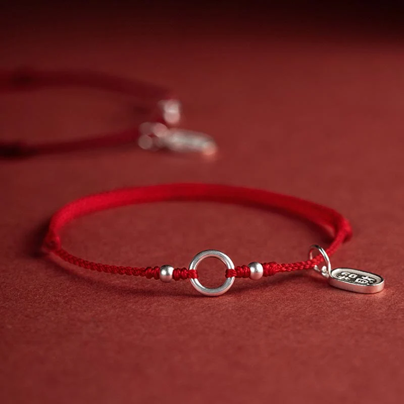 Braccialetto in corda rossa con fibbia in argento sterling 925 Buddha Stones Lucky Fortune Peace Joy Lotus Peace - Image 19