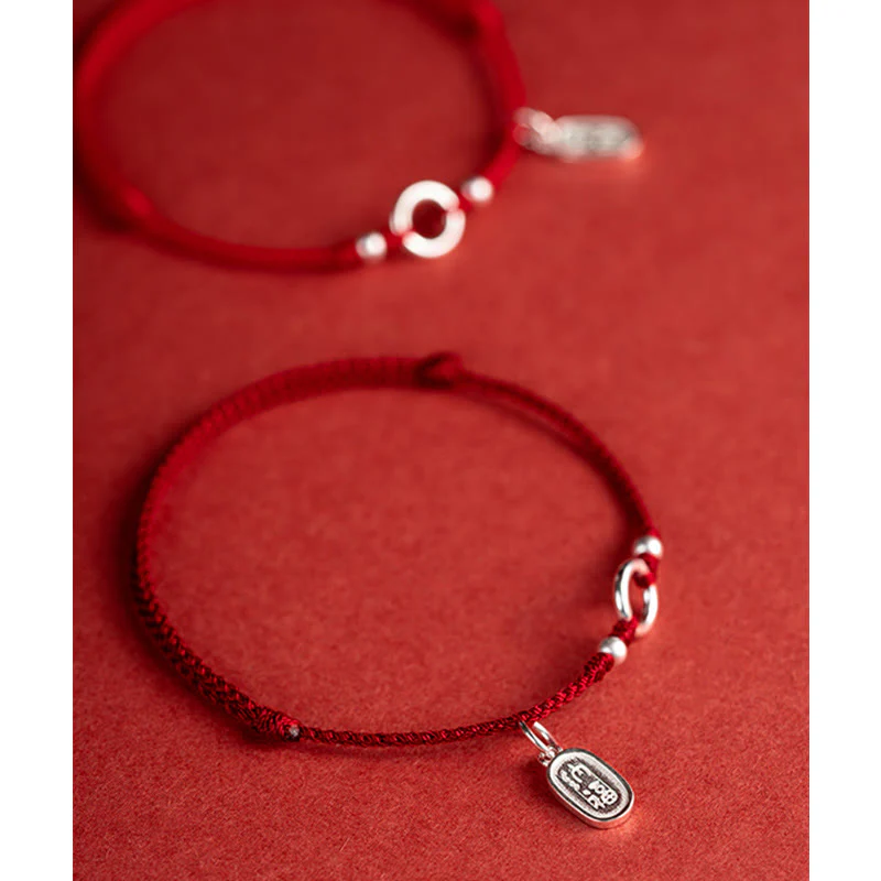 Braccialetto in corda rossa con fibbia in argento sterling 925 Buddha Stones Lucky Fortune Peace Joy Lotus Peace - Image 26