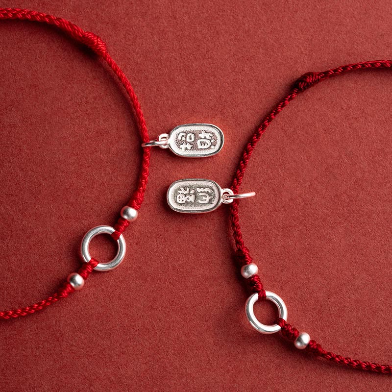 Braccialetto in corda rossa con fibbia in argento sterling 925 Buddha Stones Lucky Fortune Peace Joy Lotus Peace - Image 4