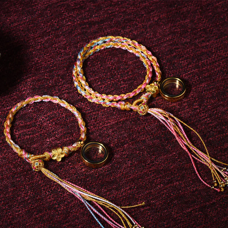 Braccialetto intrecciato a doppio giro con corda colorata fatta a mano in pietre Buddha Stones tibetane - Image 2