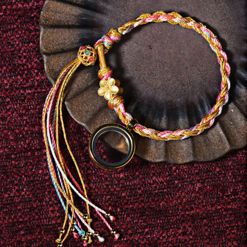 Braccialetto intrecciato a doppio giro con corda colorata fatta a mano in pietre Buddha Stones tibetane - Image 7