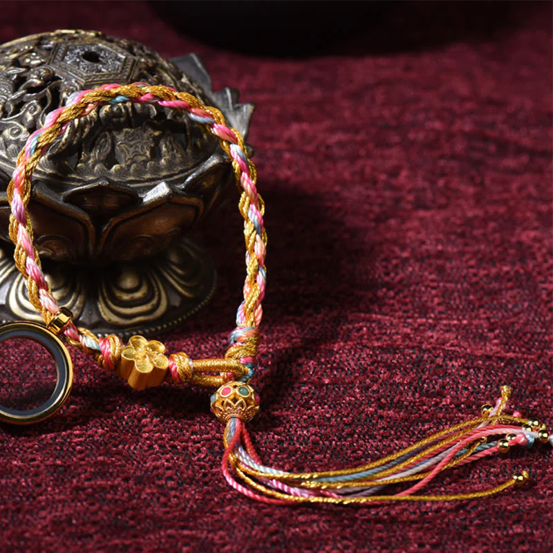 Braccialetto intrecciato a doppio giro con corda colorata fatta a mano in pietre Buddha Stones tibetane - Image 8