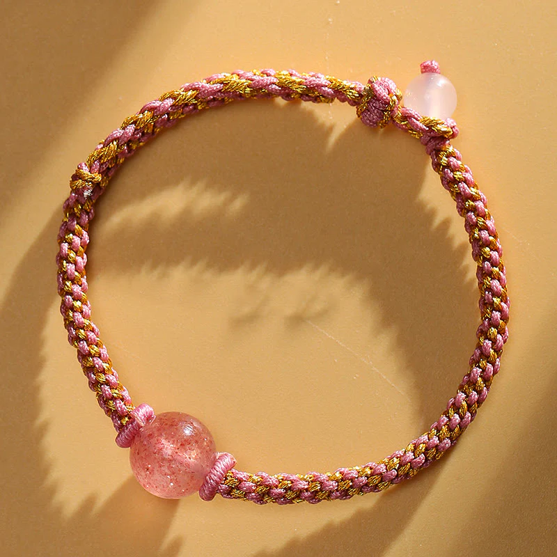 Braccialetto intrecciato calmo con perline di cristallo rosa, fatto a mano, in agata rossa, ametista, quarzo rutilato dorato , Buddha Stones - Image 28