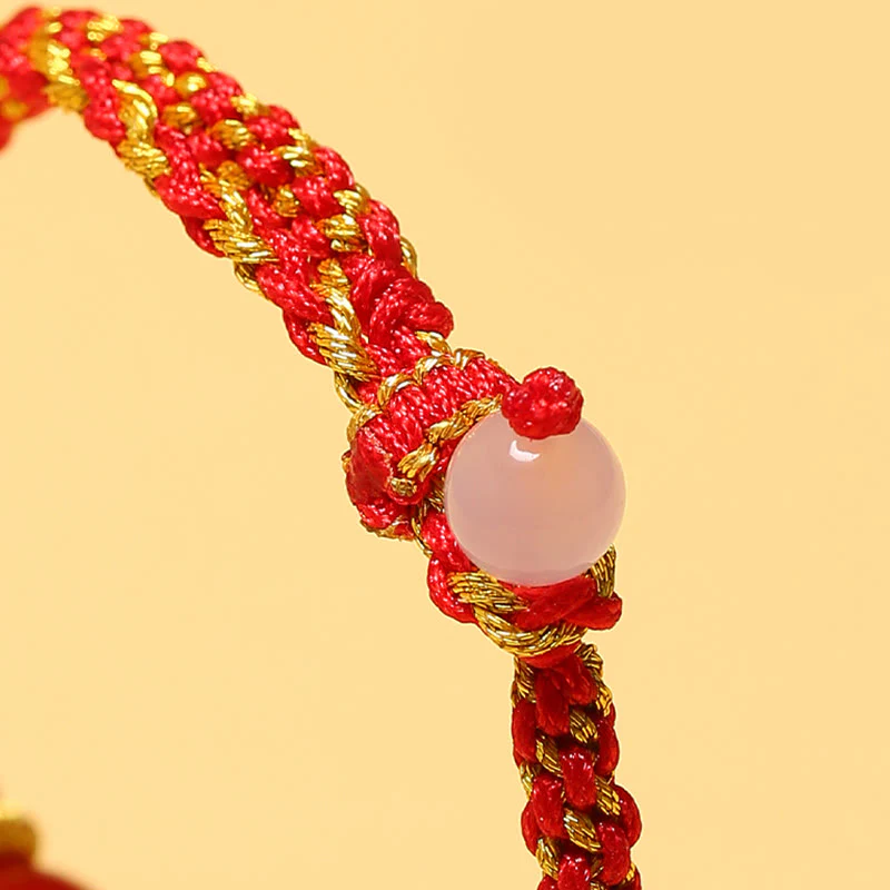 Braccialetto intrecciato calmo con perline di cristallo rosa, fatto a mano, in agata rossa, ametista, quarzo rutilato dorato , Buddha Stones - Image 5