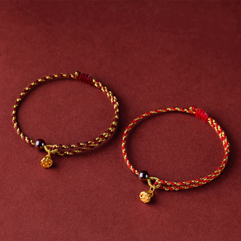 Braccialetto intrecciato con ciondolo di pace e gioia in corda di oro rosso fatto a mano con Buddha Stones - Image 12