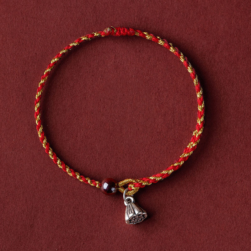 Braccialetto intrecciato con ciondolo di pace e gioia in corda di oro rosso fatto a mano con Buddha Stones - Image 16