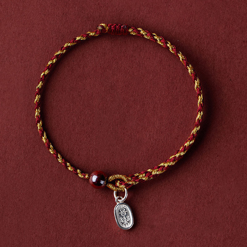 Braccialetto intrecciato con ciondolo di pace e gioia in corda di oro rosso fatto a mano con Buddha Stones - Image 18