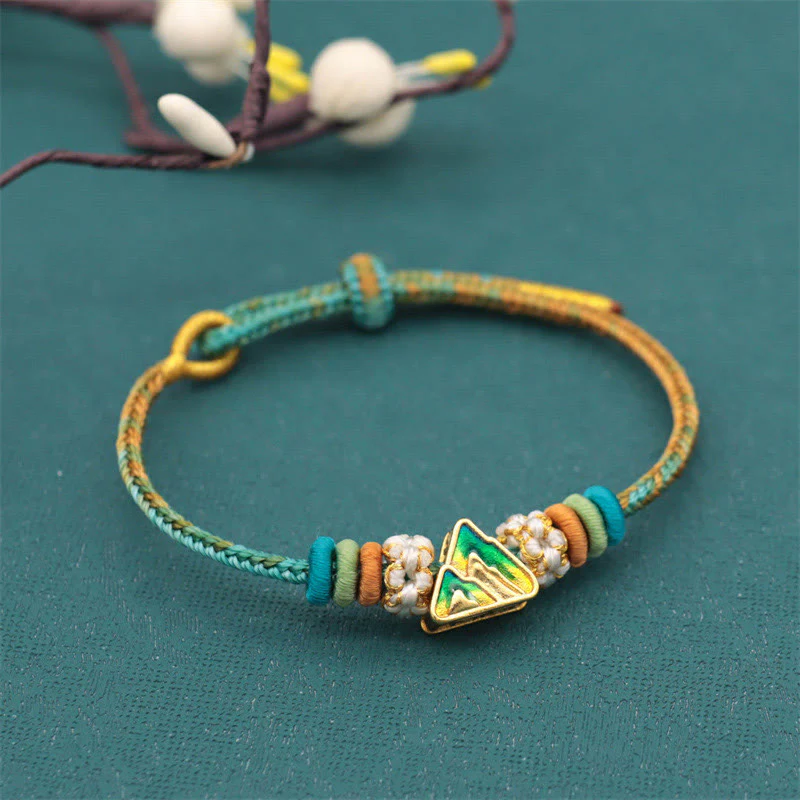 Braccialetto intrecciato con corda Buddha Stones a forma di nodo della pace a otto fili fatto a mano con nodo di fiori di pesco - Image 12