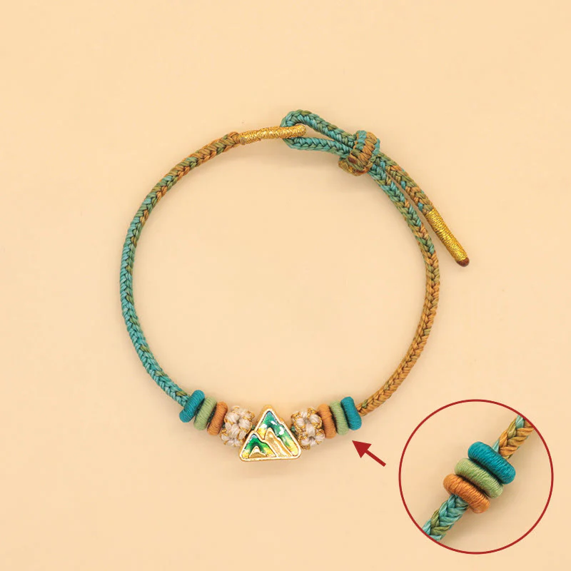 Braccialetto intrecciato con corda Buddha Stones a forma di nodo della pace a otto fili fatto a mano con nodo di fiori di pesco - Image 13