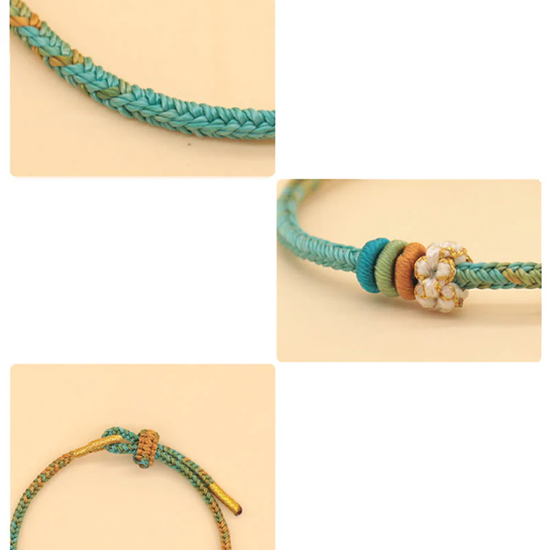 Braccialetto intrecciato con corda Buddha Stones a forma di nodo della pace a otto fili fatto a mano con nodo di fiori di pesco - Image 14