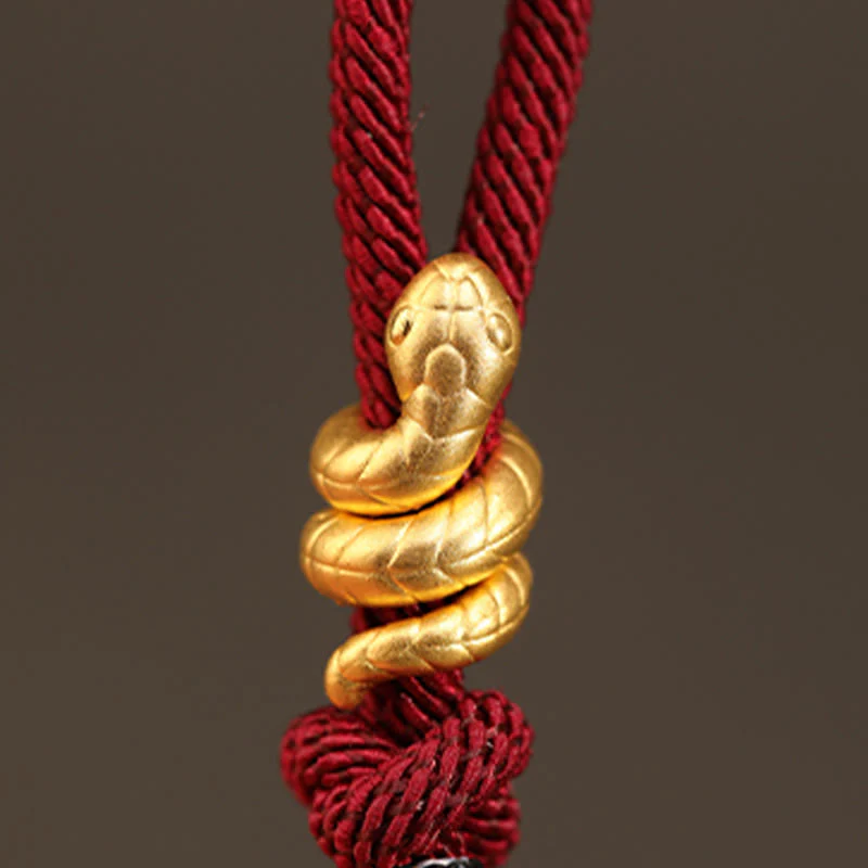 Braccialetto intrecciato con corda di protezione dalla fortuna fatto a mano con design dell'anno del serpente , Buddha Stones , oro 999 - Image 12