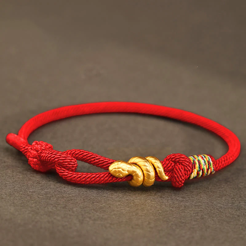 Braccialetto intrecciato con corda di protezione dalla fortuna fatto a mano con design dell'anno del serpente , Buddha Stones , oro 999 - Image 15
