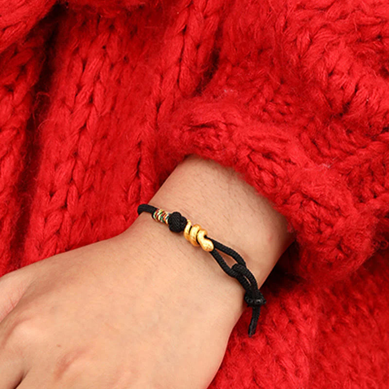 Braccialetto intrecciato con corda di protezione dalla fortuna fatto a mano con design dell'anno del serpente , Buddha Stones , oro 999 - Image 20
