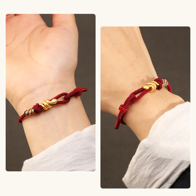 Braccialetto intrecciato con corda di protezione dalla fortuna fatto a mano con design dell'anno del serpente , Buddha Stones , oro 999 - Image 8