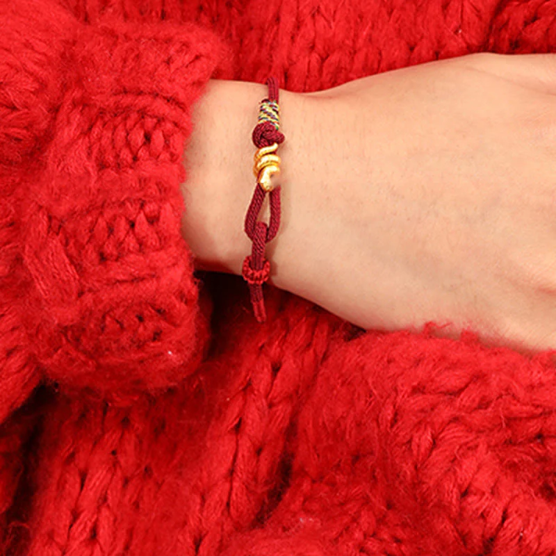 Braccialetto intrecciato con corda di protezione dalla fortuna fatto a mano con design dell'anno del serpente , Buddha Stones , oro 999 - Image 9