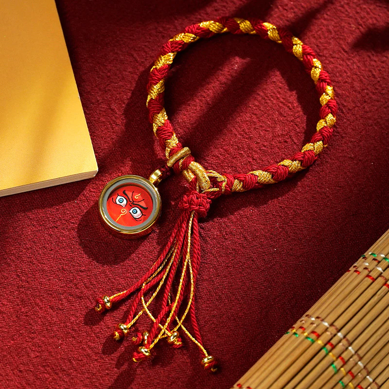 Braccialetto intrecciato con corda e fortuna in scaglie di drago, fatto a mano in tibetano con cinque divinità della ricchezza , Buddha Stones - Image 11