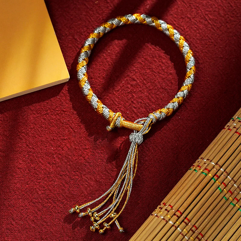 Braccialetto intrecciato con corda e fortuna in scaglie di drago, fatto a mano in tibetano con cinque divinità della ricchezza , Buddha Stones - Image 17