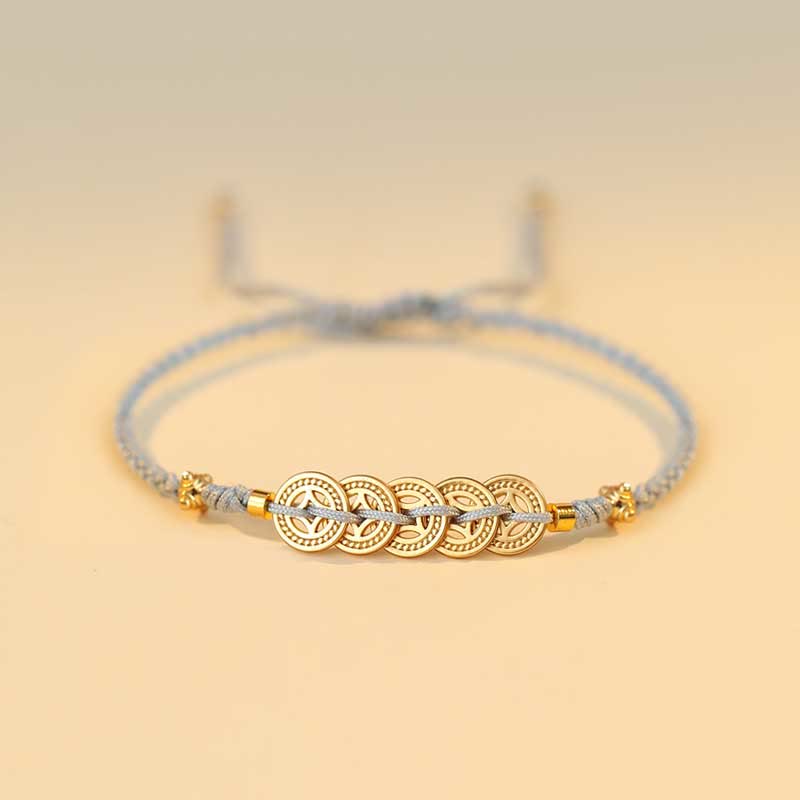 Braccialetto intrecciato con monete di rame, albero della fortuna, forza e Buddha Stones - Image 9
