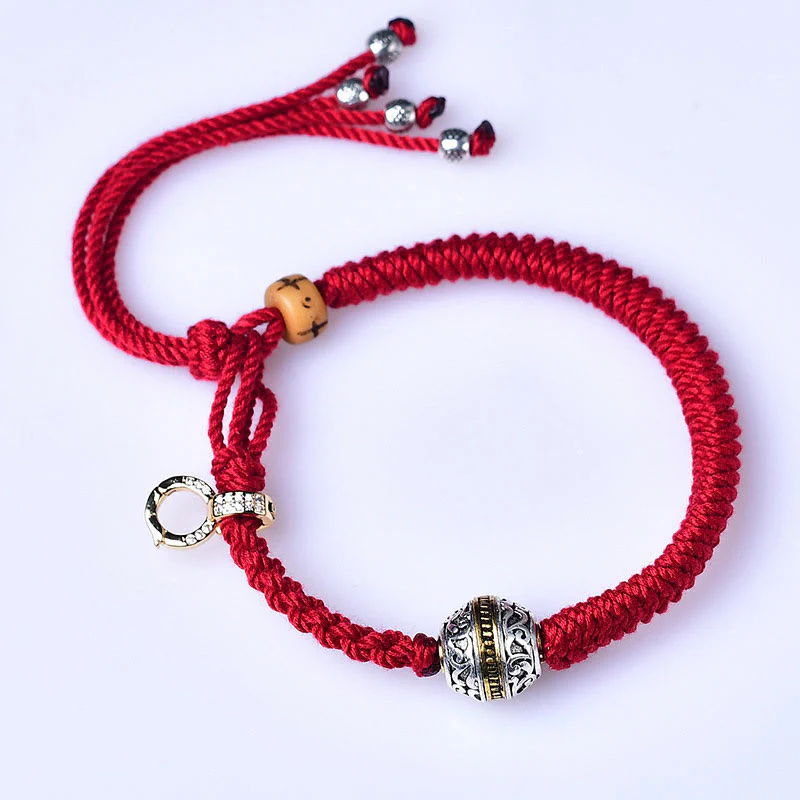 Braccialetto intrecciato con nodo di diamante in corda rossa tibetana Buddha Stones - Image 5