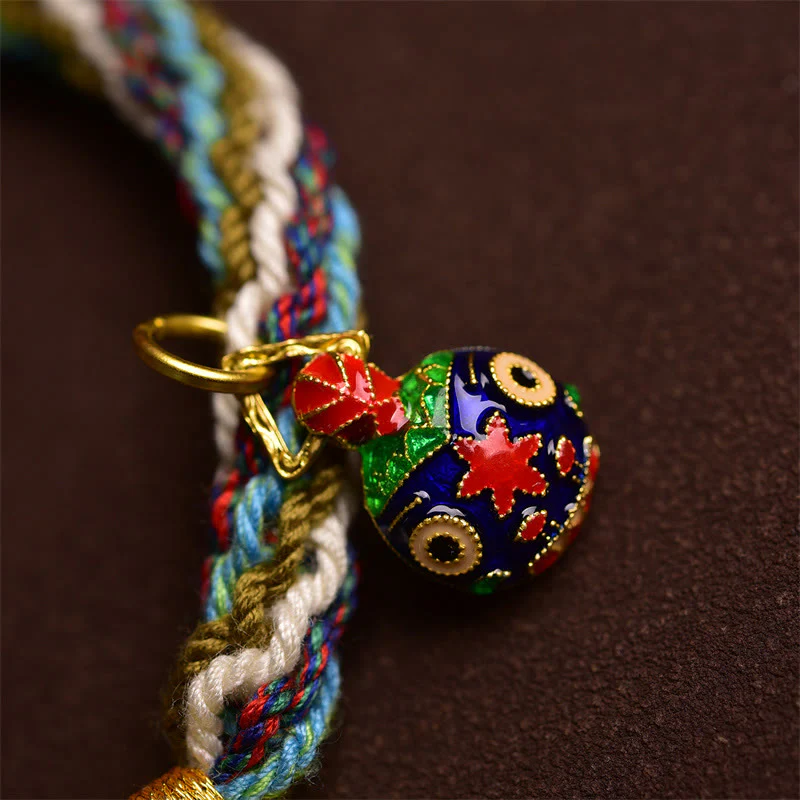 Braccialetto intrecciato con nodo di guarigione della famiglia della bestia che ingoia Buddha Stones fatto a mano in oro - Image 5