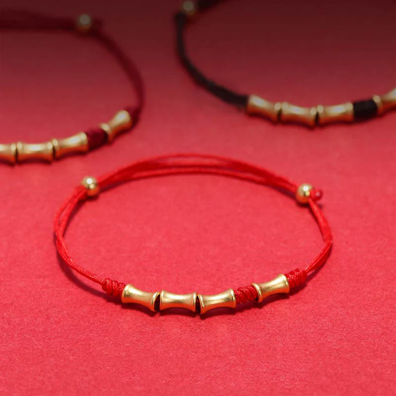 Braccialetto intrecciato con protezione e fortuna in argento sterling 925 con design in bambù Buddha Stones
