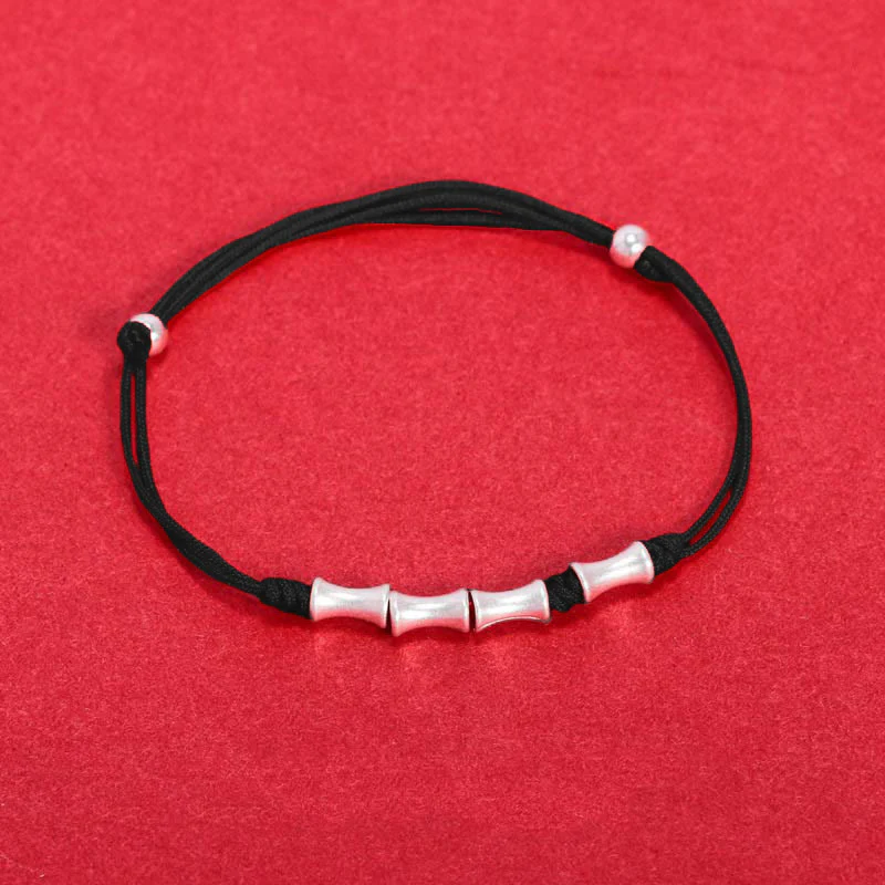 Braccialetto intrecciato con protezione e fortuna in argento sterling 925 con design in bambù Buddha Stones - Image 12