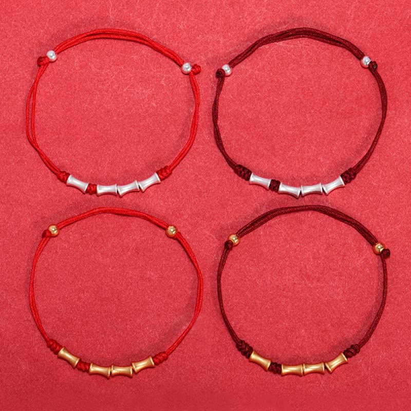 Braccialetto intrecciato con protezione e fortuna in argento sterling 925 con design in bambù Buddha Stones - Image 17