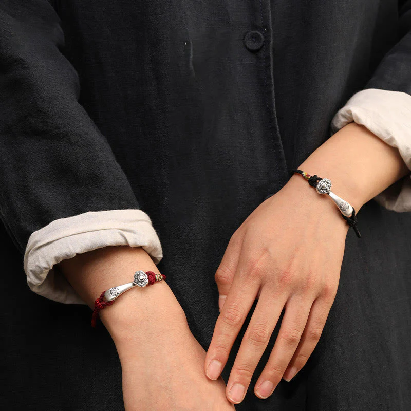 Braccialetto intrecciato con protezione in corda con bastoncino Ruyi in argento sterling 999 Buddha Stones - Image 10