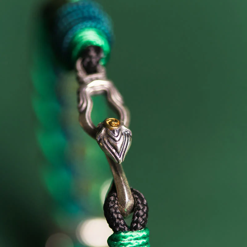 Braccialetto intrecciato con protezione in corda in argento sterling 999 Buddha Stones Year of the Snake - Image 10