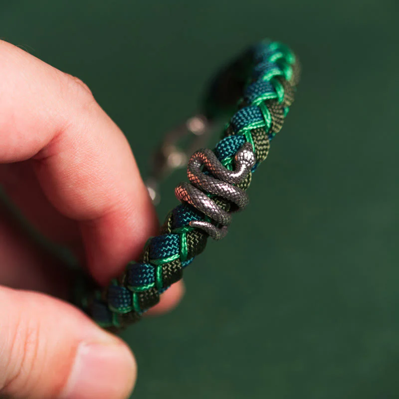 Braccialetto intrecciato con protezione in corda in argento sterling 999 Buddha Stones Year of the Snake - Image 4