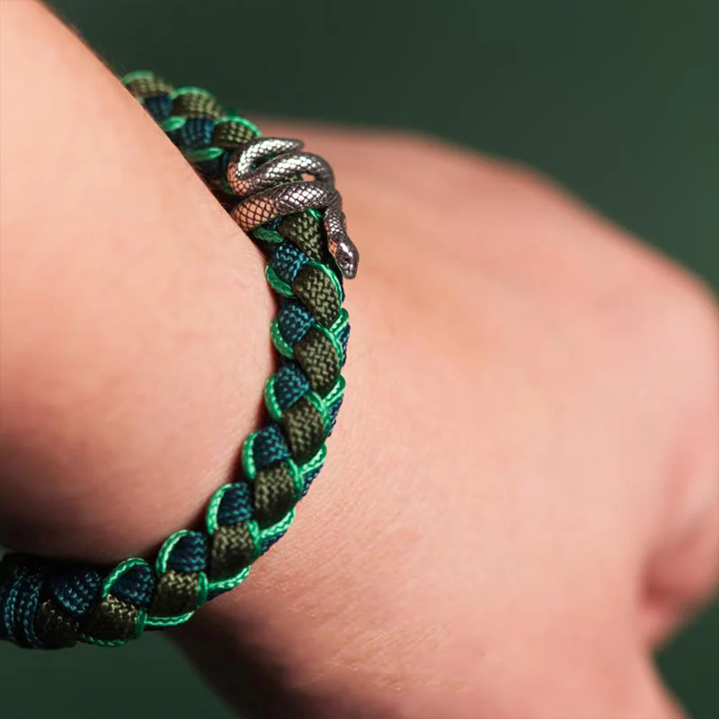 Braccialetto intrecciato con protezione in corda in argento sterling 999 Buddha Stones Year of the Snake - Image 7