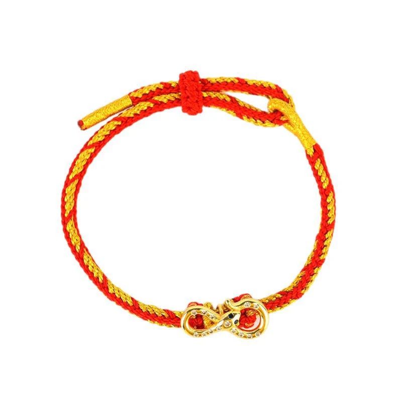 Braccialetto intrecciato con striscia di Mobius in corda rossa Buddha Stones, anno del serpente, fortuna - Image 8