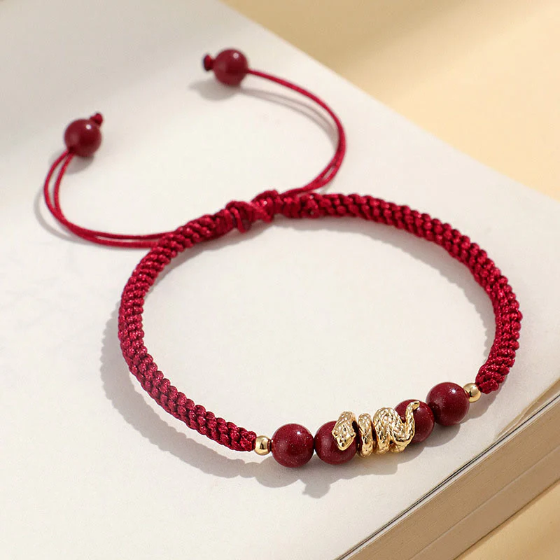 Braccialetto intrecciato di protezione con corda dell'anno del serpente fatto a mano in cinabro Buddha Stones - Image 8
