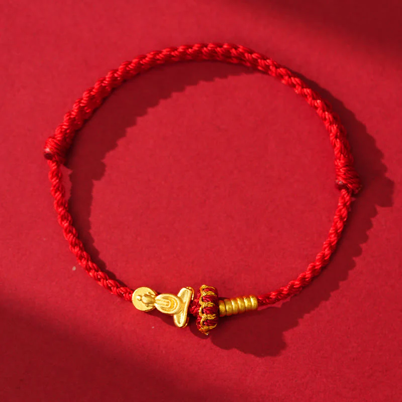 Braccialetto intrecciato di protezione con cordino rosso e nodo di loto Buddha Stones senza forma - Image 2
