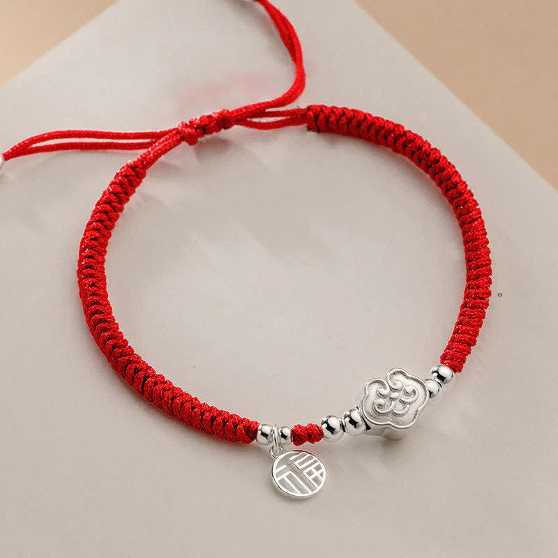 Braccialetto intrecciato in corda con nuvole di buon auspicio e benedizione in argento sterling 925 fatto a mano con Buddha Stones - Image 3