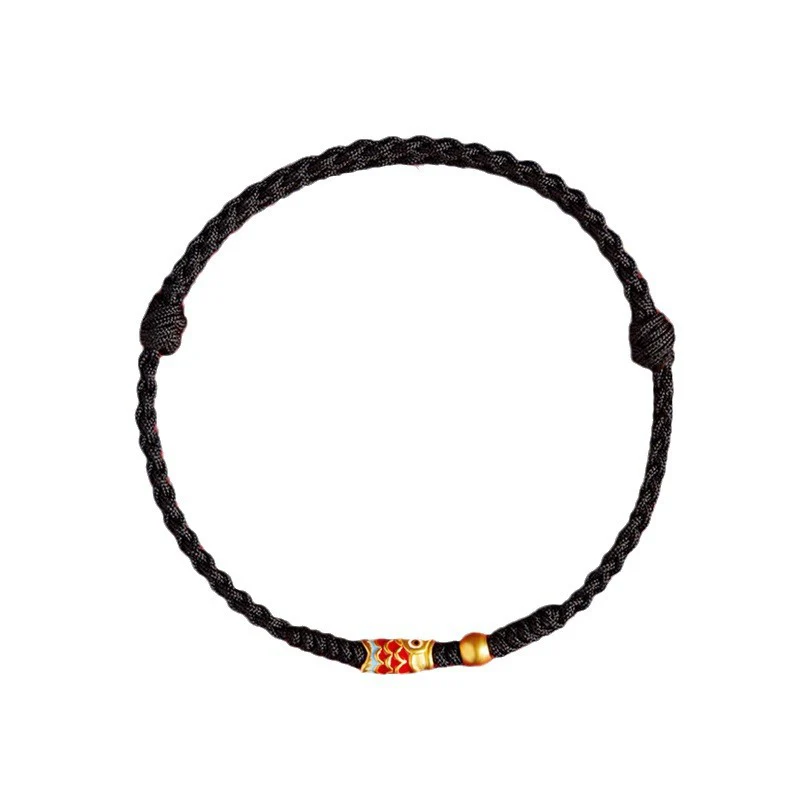Braccialetto intrecciato in corda con pesce koi fatto a mano in argento sterling 925 con pietre Buddha Stones e pesce koi - Image 8