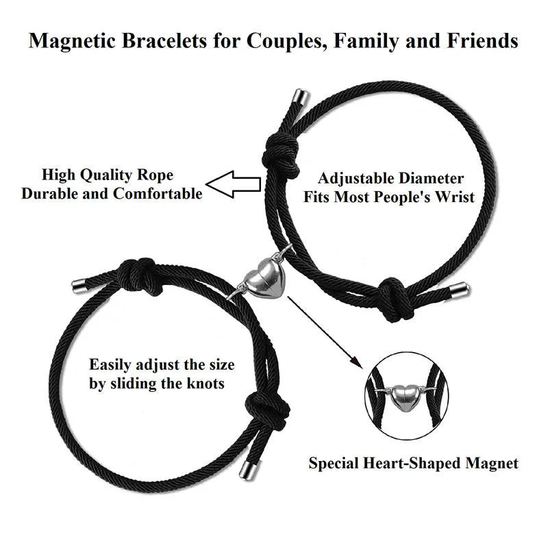 Braccialetto magnetico per coppia con corda e forza 2 pezzi - Image 19